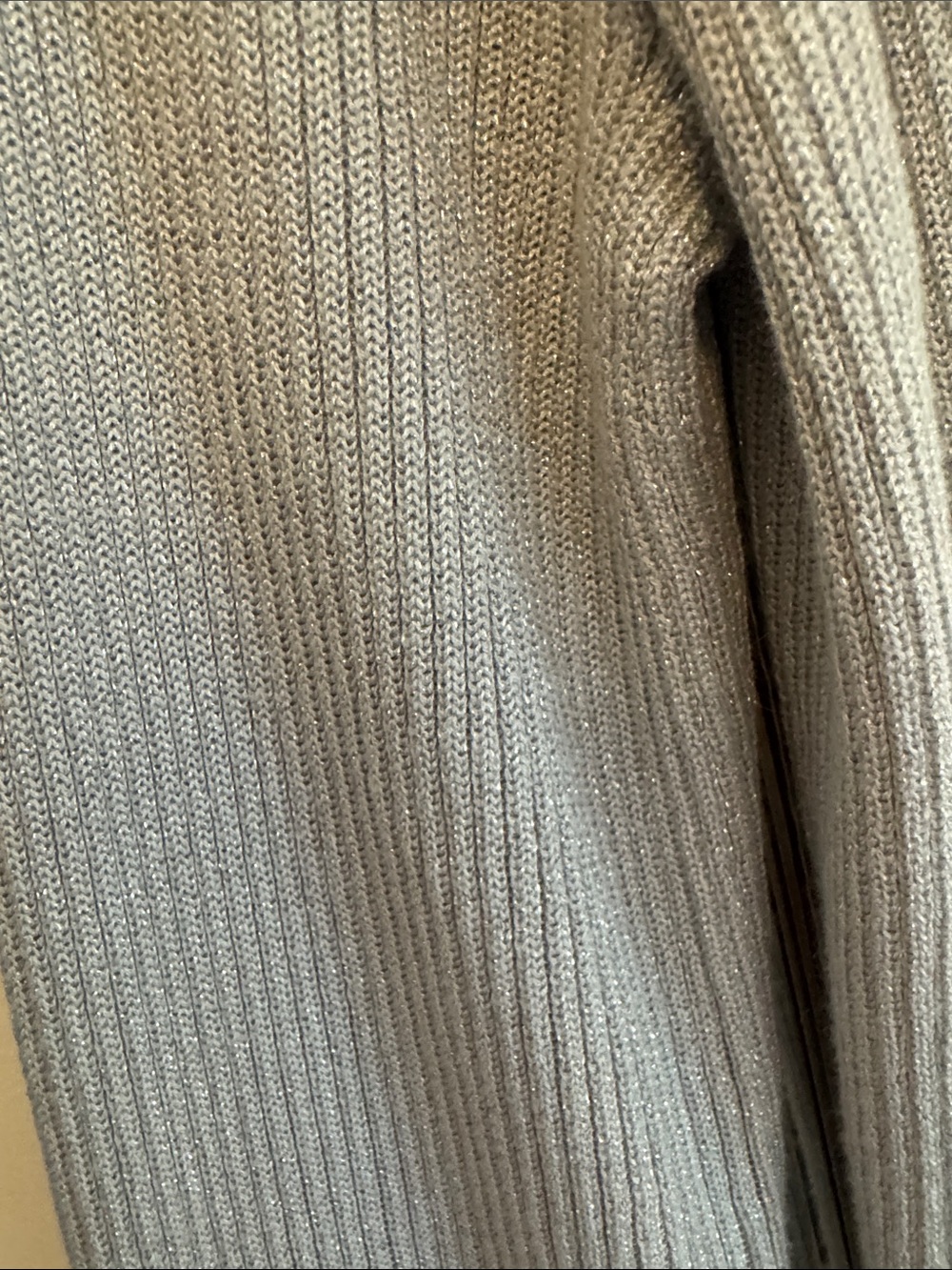 Vince Camuto Subtle Metallica Silver & Gray Open-Front Ribbed Long Cardigan - Picture 5 of 7